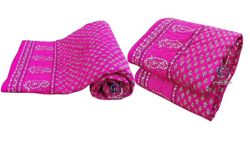 HASHIREX 300 TC TC Single Bed Jaipuri Razai Organic Pure Cotton Jaipuri rajai Ac Quilt for All Season Soft Light Weight Rajasthani Traditional Cotton Comforter 85 x 55 inch Pink, Pack of 2