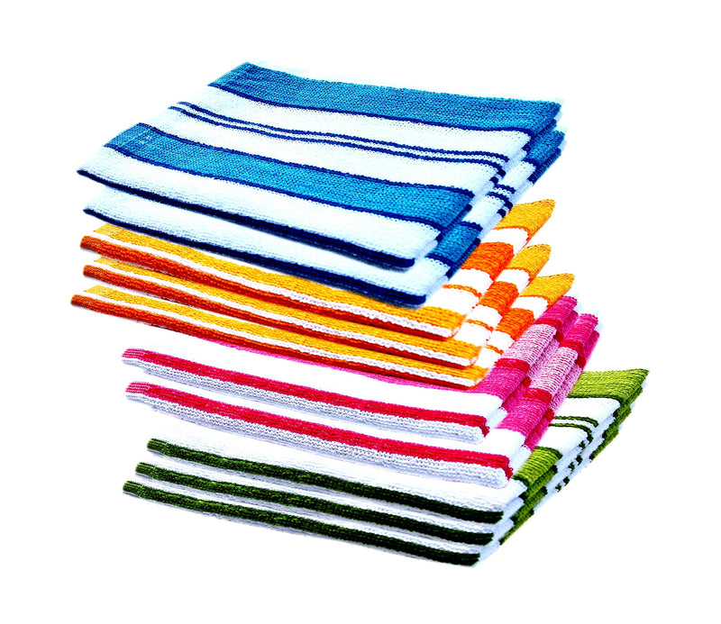 Space Fly Striped Hand Towels High Absrobent (Set Of 10)-, 12 Inch X 18 Inch (Multi Color)