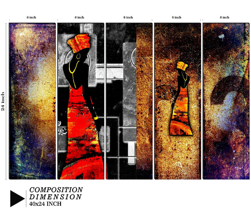 SAF paintings Set of 5 modern art 6MM MDF large Premium Panel wall painting 24 Inch x 40 Inch SANFLL35092