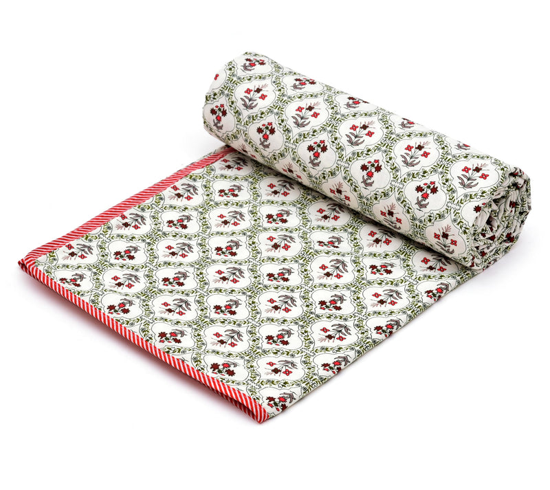 Renown Pure Cotton Soft Reversible Printed Lightweight AC Blanket | Cotton Dohar (REN18, Double)