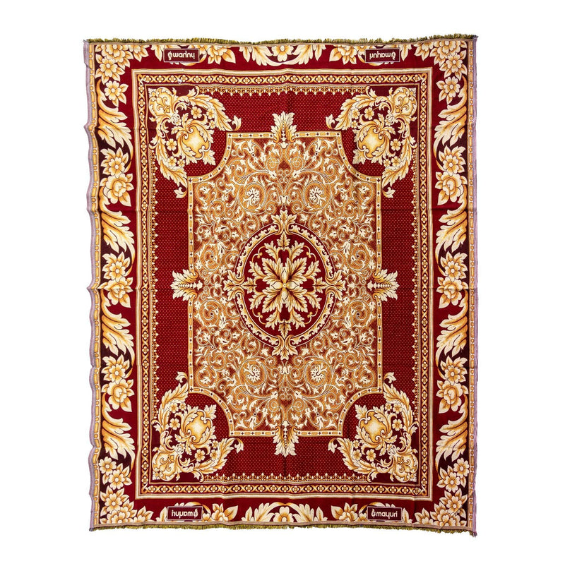 Varunavi Solapur Chaddar Wild Flowers Premium Cotton Blanket Queen Size 90 in X 108 in (230 cm X 260 cm) (Red)