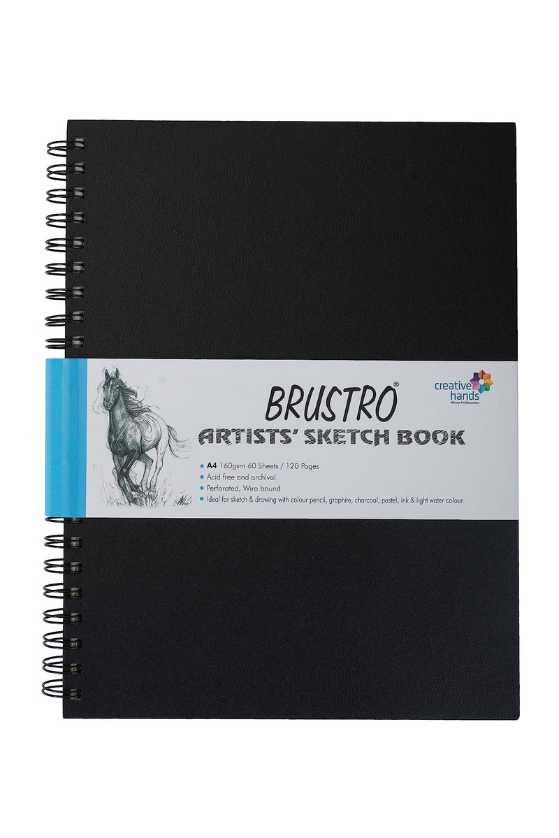 Brustro Artists Wiro Bound Sketch Book, A4 Size, 120 Pages, 160 GSM (Acid Free)