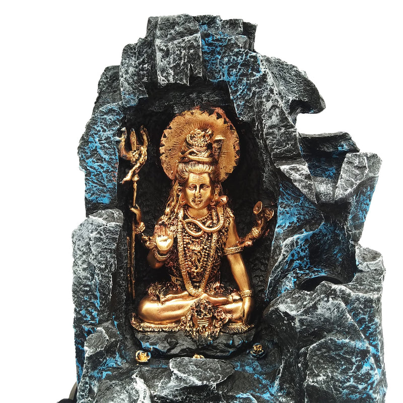 WENS Lord Shiva Polyresin Table Top Indoor Outdoor Water Fall Fountain with LED Lights Multicolour