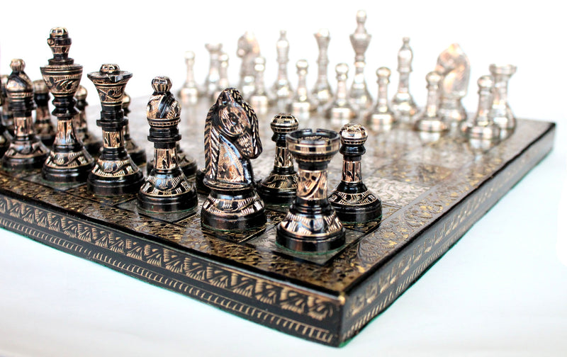 StonKraft 12" x 12″ Collectible Premium Brass Made Chess Board Game Set + All Brass Pieces