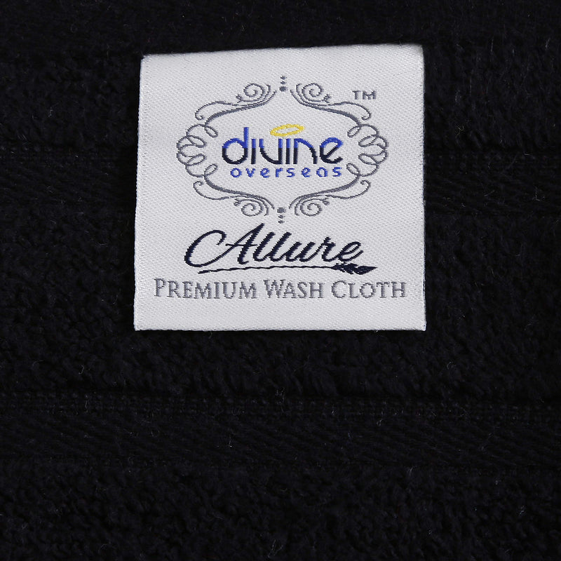 DIVINE OVERSEAS Divine Allure Luxury Zero Twist Naturally Cotton Yarn,Extra Large (8 Pc Towel Set (2 Bath + 2 Hand + 4 Wash), Black)