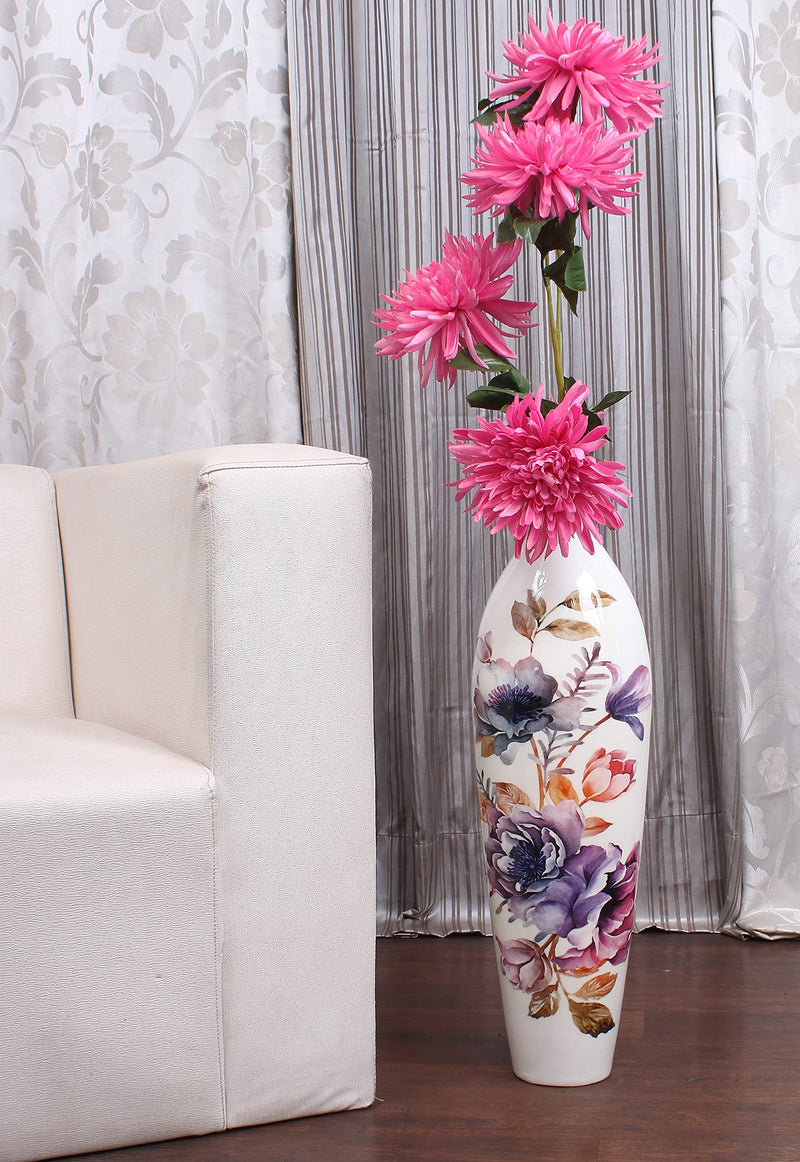 Micasa Vase Metallic for Home and Decor (25 inch) White - Purple Flower