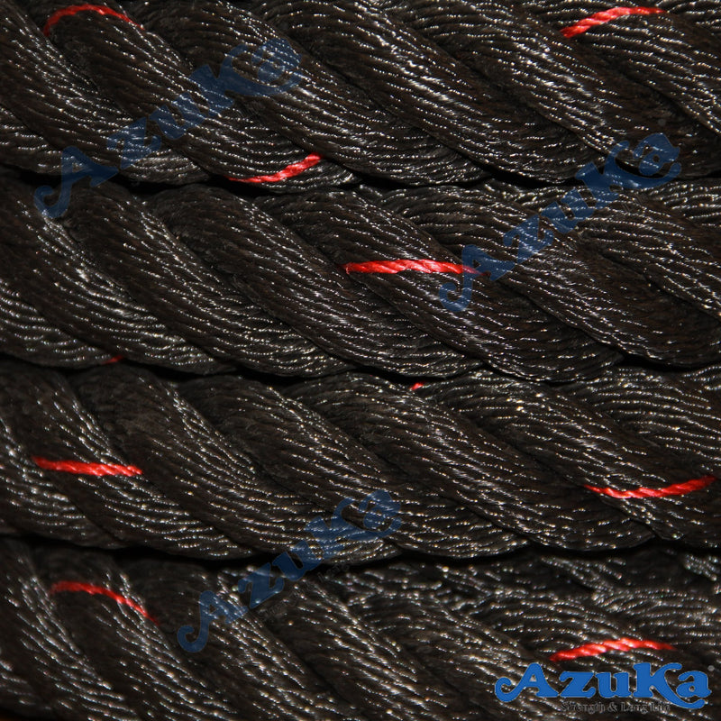 Azuka The Ultimate Fitness Battle Black PP Ropes with Red/ Yellow Tracer (1.5 x 50 ft)