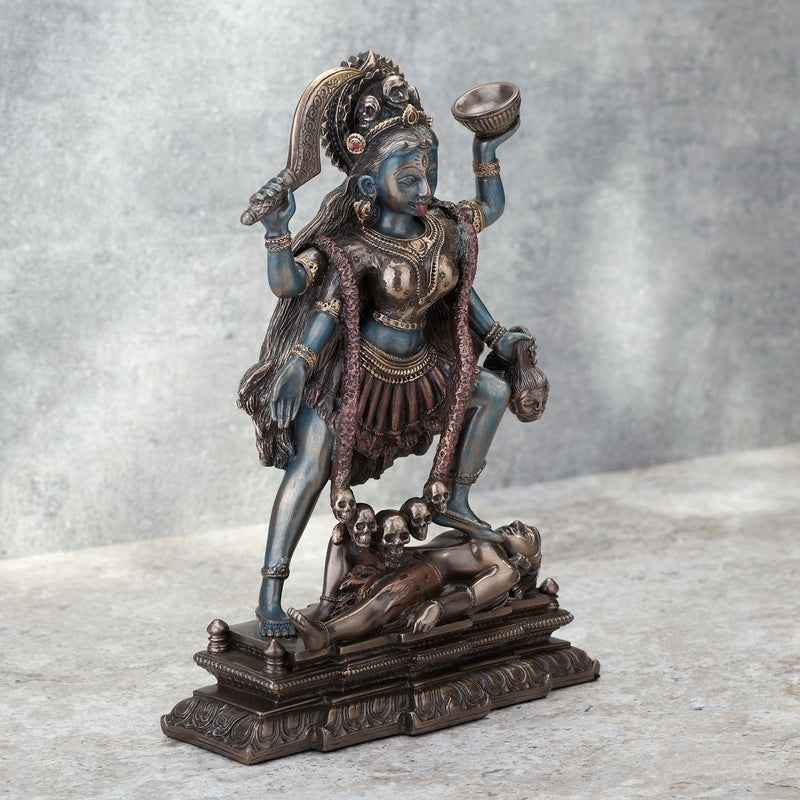 Veronese Design 7 3/4 Inch Kali Hindu Goddess Standing On Lord Shiva Cold Cast Resin Bronze Finish Statue