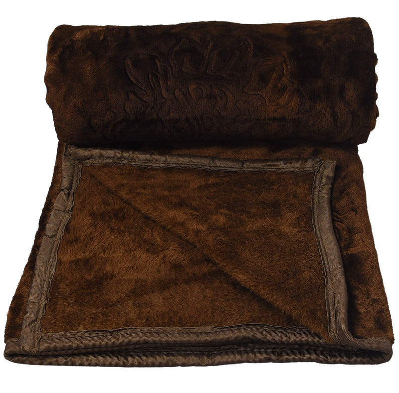 AQRATE Ultra Soft Luxurious Embossed Very Warm Korean Mink Blanket Double Bed for Winter (Brown, Double Bed)