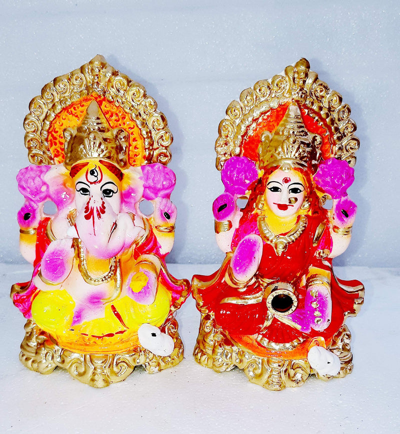 B S NATURAL Lord Lakshmi JI Ganesh Pair Idol Statue (4 x 5, Multicolour)