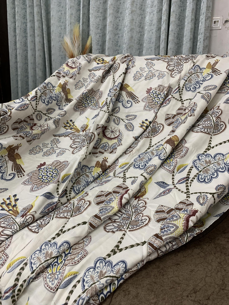 Shrika Graham 2 in 1 Pure Cotton Reversible dohar|All Season Blanket| Travel Blanket|Premium Cotton dohar| Soft Printed Cotton Throws| (Single, Animal Print White 2)