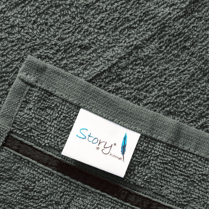 Story@Home Cotton 450 GSM Ultra Soft, Super Absorbent, Antibacterial, Gym, Workout, Yoga Hand Towel (Carcoal Grey, Set of 2)