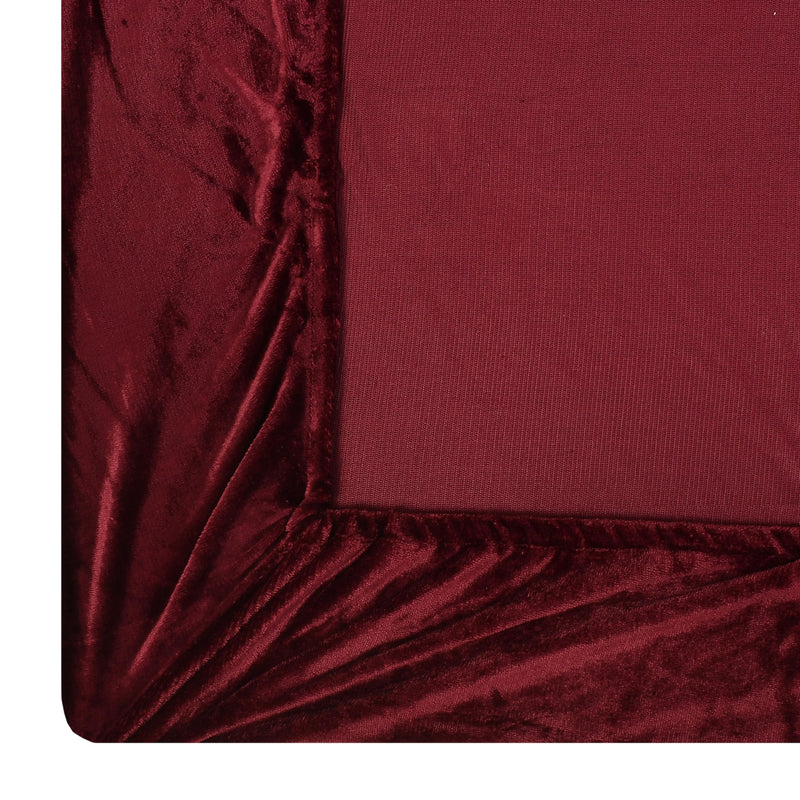 Real Dream Warm Bedsheet for Double Bed Elastic, Velvet Warm Winter Solid Flannel Elastic Fitted Bedsheets for Double Bed King Size with 2 Pillow Covers (Wine, King 72 x 78 x 8 Inches)