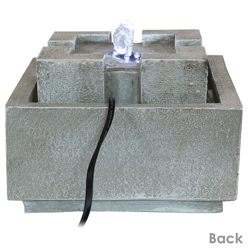 Sunnydaze Square Dynasty Bubbling Indoor Tabletop Water Fountain - Tabletop Water Feature - 7-Inch Square Indoor