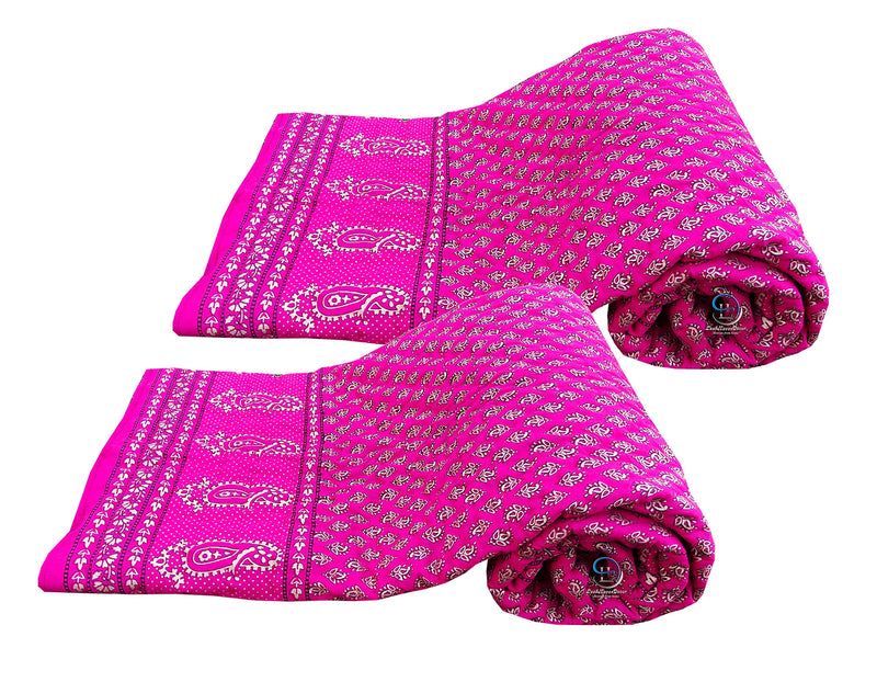 HASHIREX 300 TC TC Single Bed Jaipuri Razai Organic Pure Cotton Jaipuri rajai Ac Quilt for All Season Soft Light Weight Rajasthani Traditional Cotton Comforter 85 x 55 inch Pink, Pack of 2