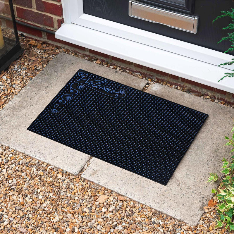 Kuber Industries Door Mat | Rubber Mud Trapper Mat | Welcome Mat | Floor mat | Door Mat for Home Entrance | Bathroom Mat | Entry Way Doormat | Black & Blue