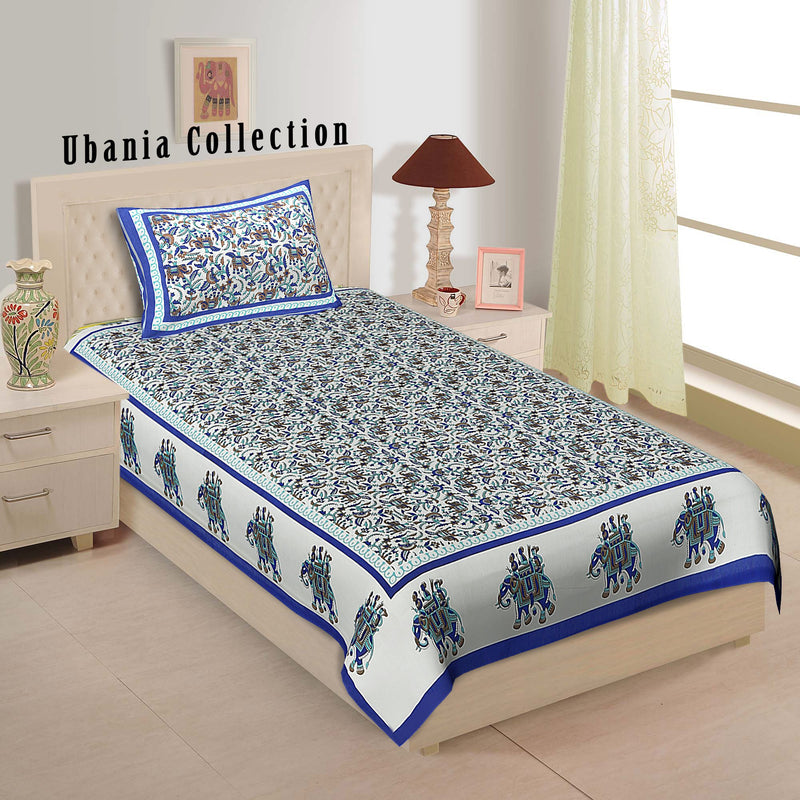 Ubania Collection Rajasthani Traditional 100% Cotton 2 Single Bedsheet with 2 Pillow Cover- Combo Pack of 2