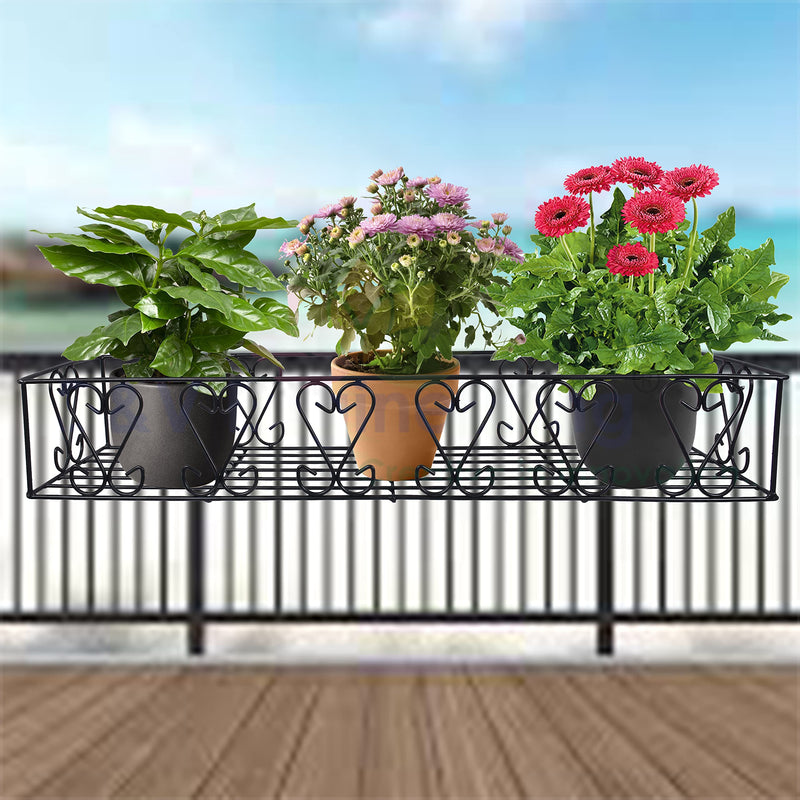 D&V ENGINEERING - Creative in innovation Metal Railings Pot Stand │Hanging pot stands for plants in balcony Railings (Fixed Hanger, Pack of 1-Black)