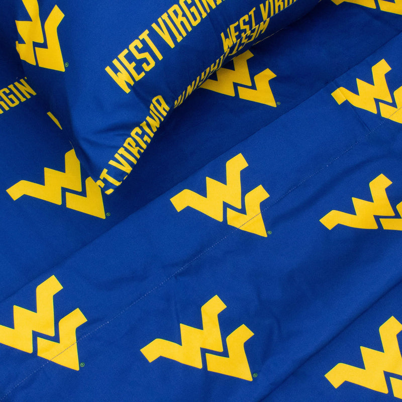 College Covers West Virginia Mountaineers Sheet Set, Twin, Team Colors