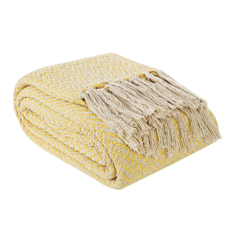 Stitch weave Super Soft Cotton Throw/Blanket for Sofa - 50 x 80 Inches, Yellow