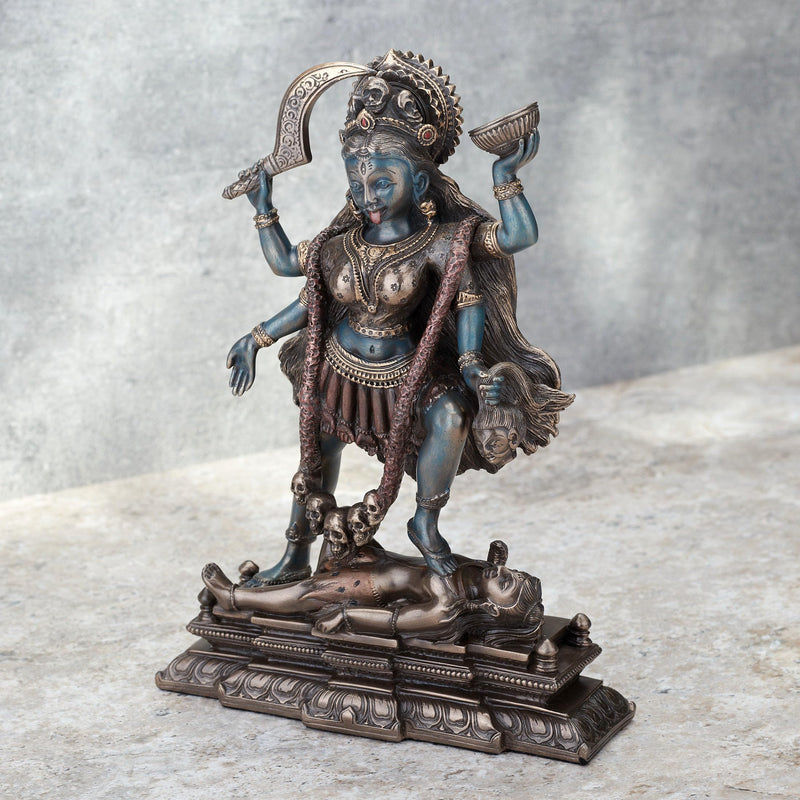 Veronese Design 7 3/4 Inch Kali Hindu Goddess Standing On Lord Shiva Cold Cast Resin Bronze Finish Statue