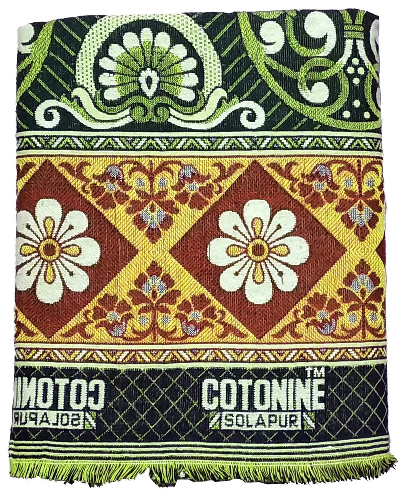 Cotonine - Cotton, Single Size, Solapur Chaddar Blanket, Green | Multi Colour Pack of 1