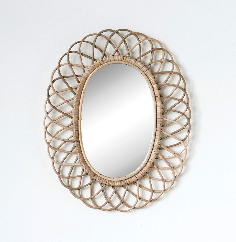 Creative Co-op Oval Woven Bamboo Wall Mirror, Brown