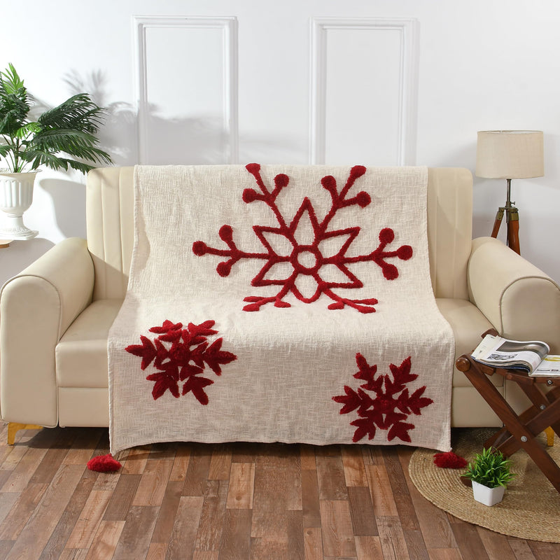 Mansa Enterprises Christmas Throw Christmas Tufted Blanket Cotton Throw Decorative Christmas Blanket Christmas Deer Throw Blanket Tufted Deer Throw Merry Christmas Blanket for Home Decor 50x60 inches