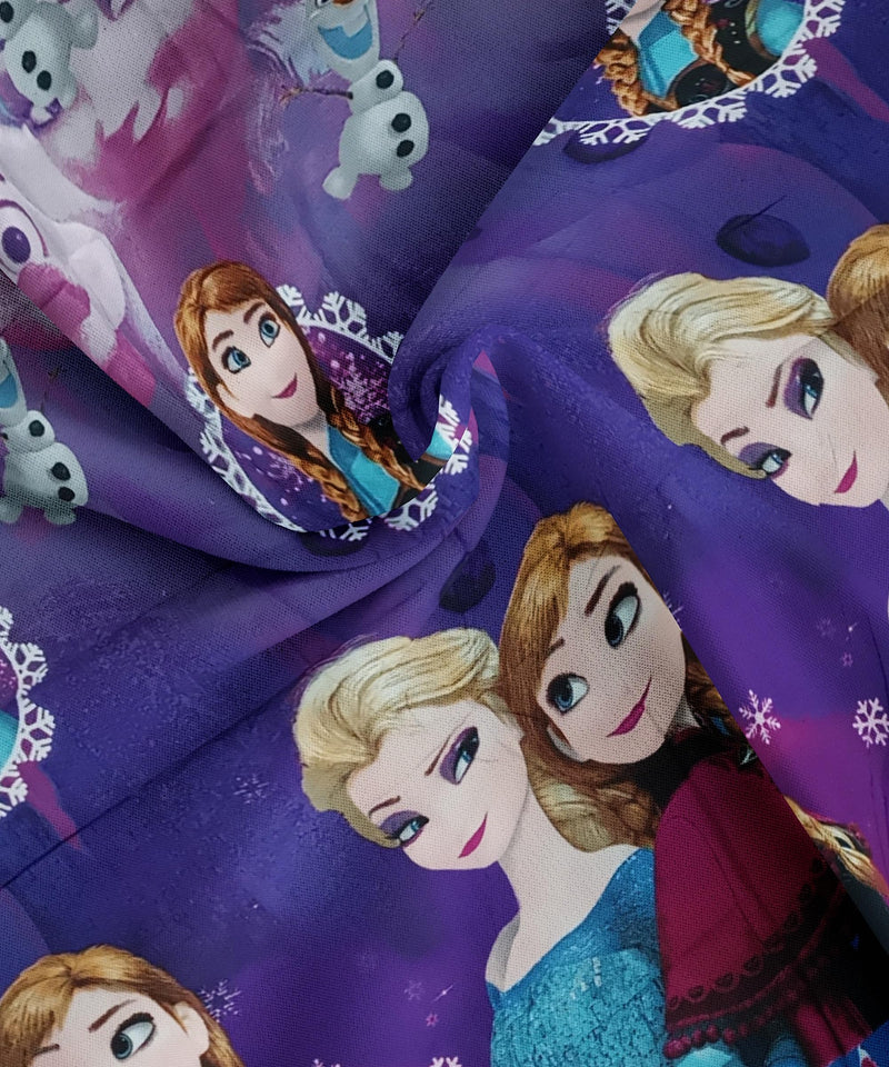 ADVI Kids Cartoon Frozen Design Printed Style Double Bedsheet Set with 2 Pillow Covers, Purple Color