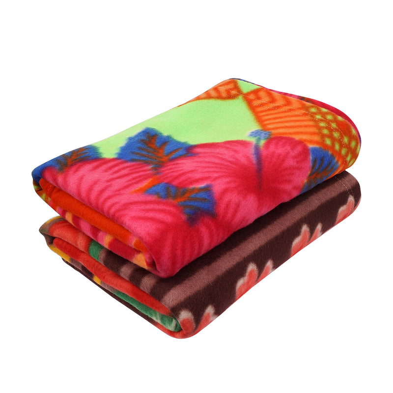 Zacharias Single Bed Printed Fleece Blanket/BedSheet (Assorted) - Pack of 2