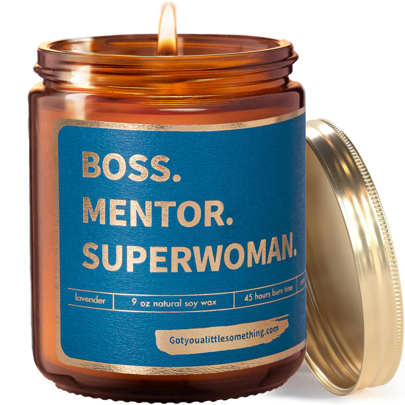 Boss Lady Gifts for Women - Boss Mentor Superwoman Hand Poured Lavender Candle Made with Natural Soy Wax (9oz)