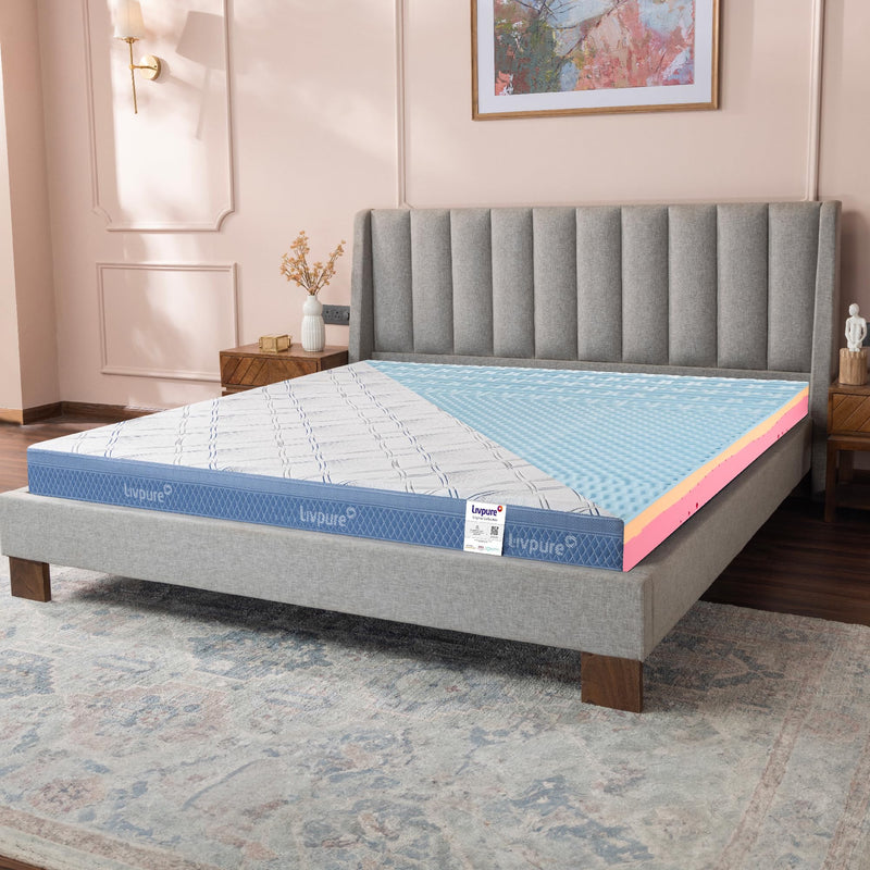 Livpure Smart Ortho PRO+ Memory Profile with S-Shape HR Foam Mattress| 5D Zones & COMFORTSCIENCE Tech with Embedded BIOCRYSTALS | High GSM Neon Fabric |King Bed (72x72x6) inch, Washable Zipper Cover