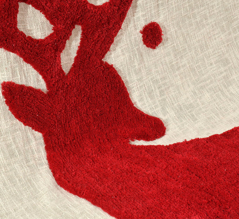 Mansa Enterprises Christmas Throw Boho Throw Christmas Tufted Blanket Cotton Throw Decorative Christmas Blanket Deer Christmas Deer Throw Blanket Tufted Deer Throw