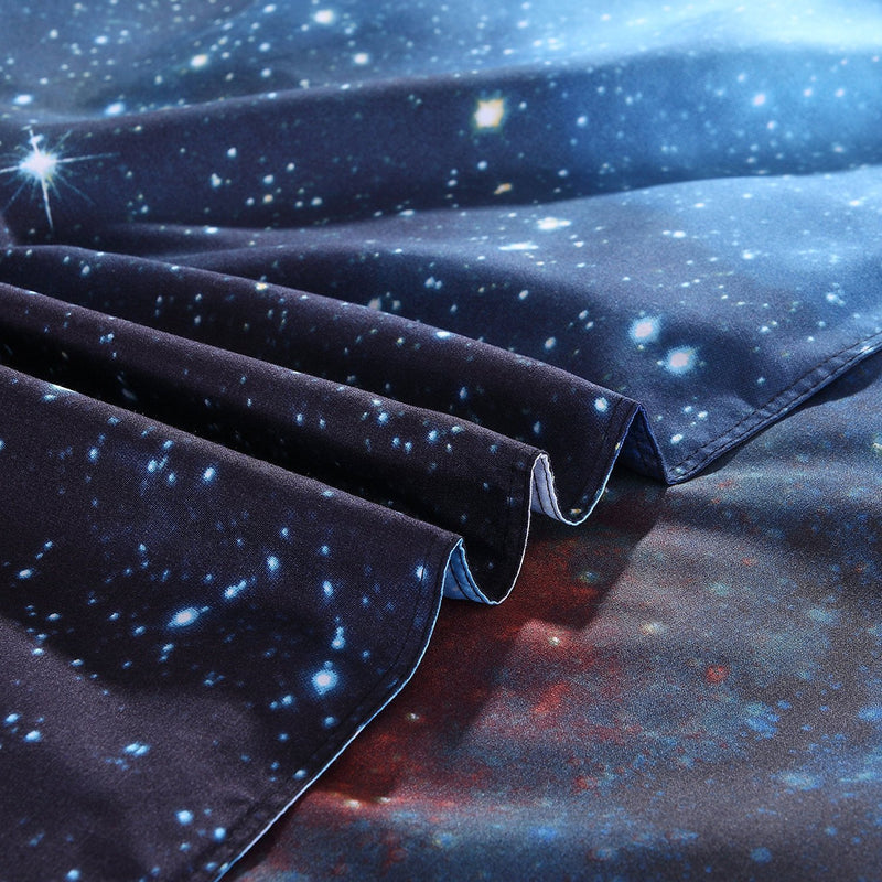 Sandyshow Galaxy Quilt Cover Galaxy Duvet Cover Galaxy Sheets Space Sheets Outer Space Bedding Set Fitted/Flat sheet with 2 Matching Pillow Cases Queen Size(Comforter Not Include) (Fitted Sheet, 2)