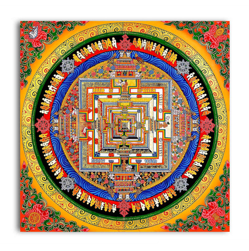 Tamatina Mandala Art Canvas Painting | Kalachakra Mandala|Size - 24X24 Inches.p73