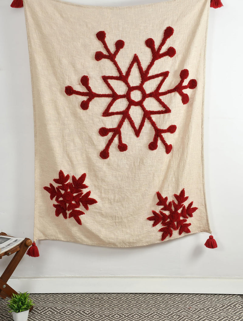 Mansa Enterprises Christmas Throw Christmas Tufted Blanket Cotton Throw Decorative Christmas Blanket Christmas Deer Throw Blanket Tufted Deer Throw Merry Christmas Blanket for Home Decor 50x60 inches