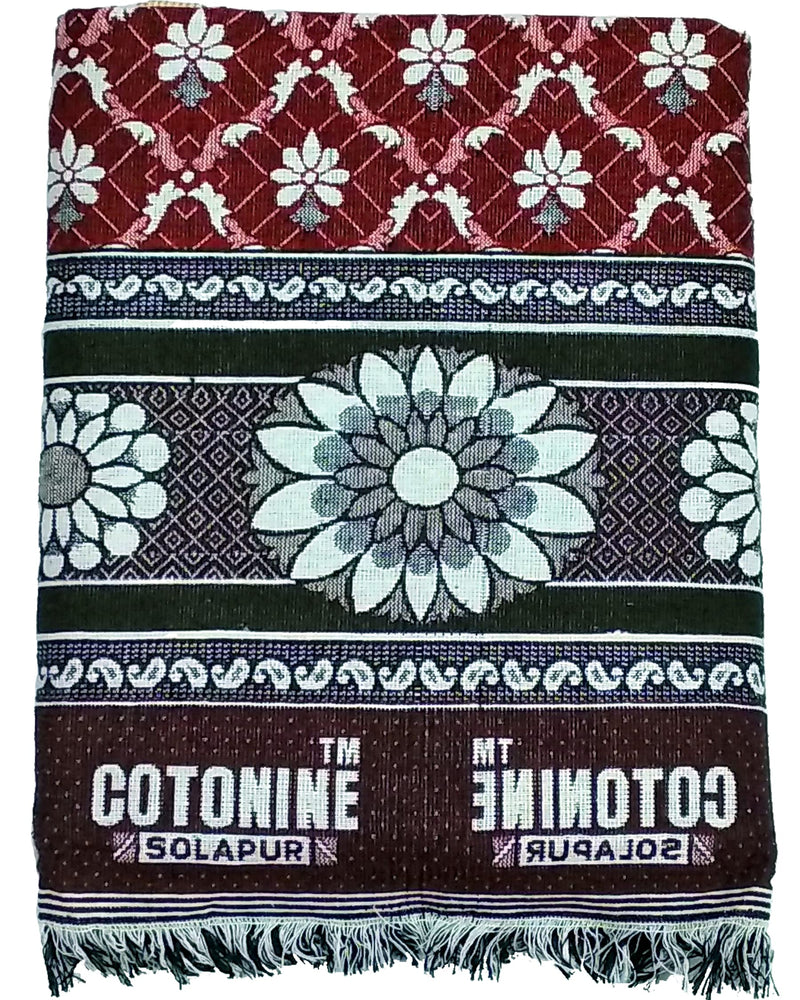 Cotonine, Cotton Single Size Solapur Chaddar Daily use Blanket, Red Pack of 2