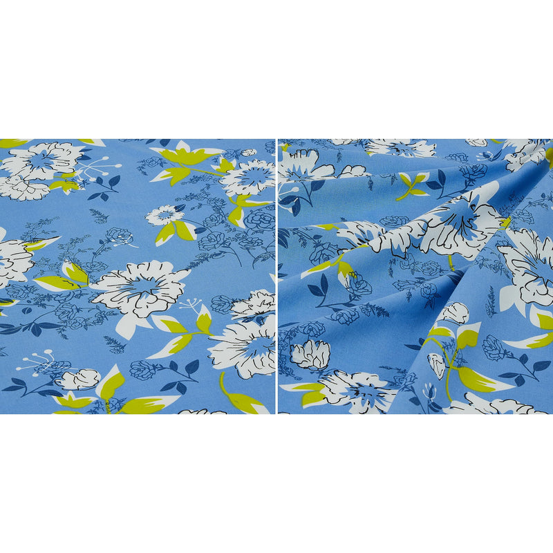 Amazon Brand - Solimo Floral Repose 144 TC 100% Cotton Double Bedsheet with Two Pillow Covers, Soft and Smooth (Floral, Blue and Green)