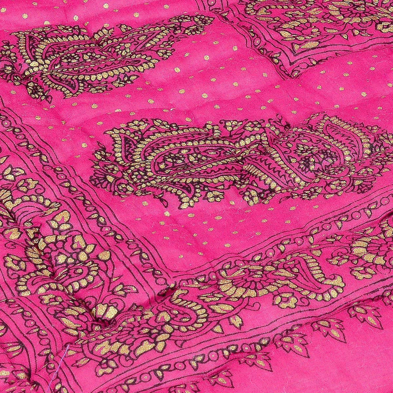 ManavRachit Pure Cotton Rajai Gold Printed Jaipuri Sanganeri Traditional Double Bed Rajai/Quilt/Comforter (85 Inches X 100 Inches)(Pink)