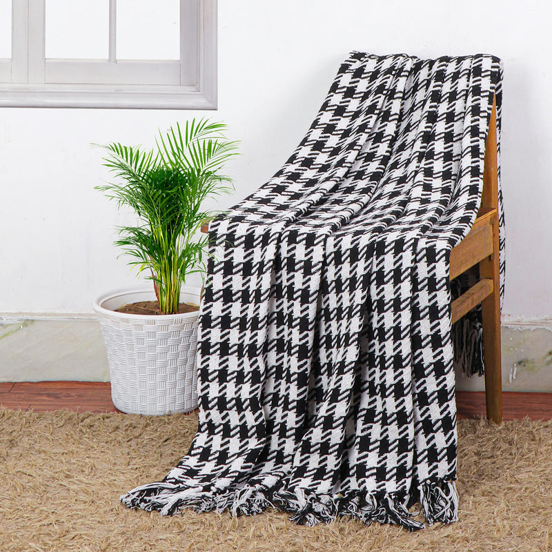 Cazimo Cotton Throw Blanket for Bed, Sofa and Couch - 50 * 60 inches (Black)