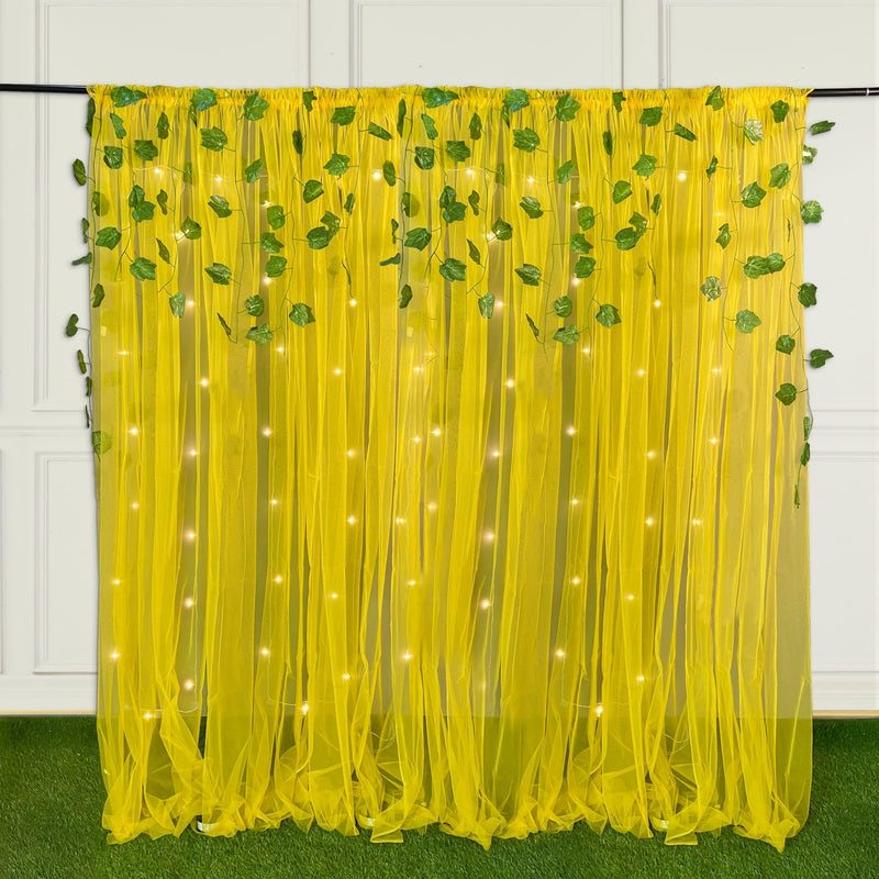 SpecialYou ganpati Decoration Items for Home with Yellow Backdrop Cloth for Decoration, Lights & Artificial Vines, Ganesh chaturthi Decoration Items for Home - 10 Items