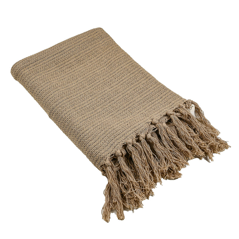 IQ INTERIOR QUOTIENT Serene Beige Throw Blanket for Sofa,Bed and Couch | 3 Seater | Sofa Throw 100% Cotton (150cm x 125cm) 50"x60" | Pack of 1 | Reversible