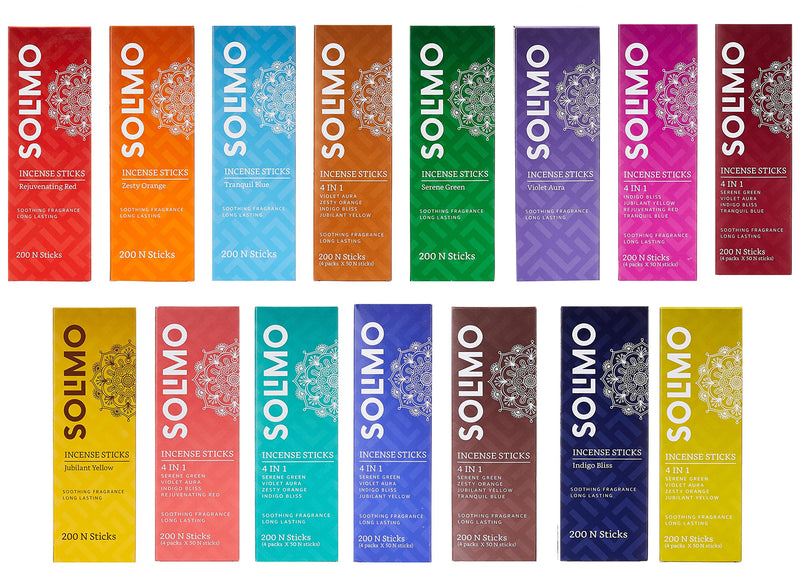 Amazon Brand - Solimo Incense Sticks, Assorted Fragrances, Set of 200 (50 x 4)