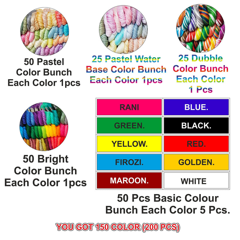 Boss poly® Embroidery Thread 160 Color Mix/200 Pcs Pack/Floss Skeins Cross Stitch Thread Friendship Bracelets Crafts. Floss(Combo Pack)