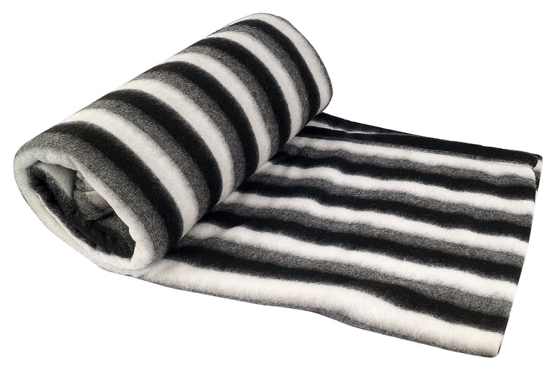 Zacharias Black and White Stripe Single Bed AC Fleece Blanket (Size :Single :60X90 Inch) pack of 2