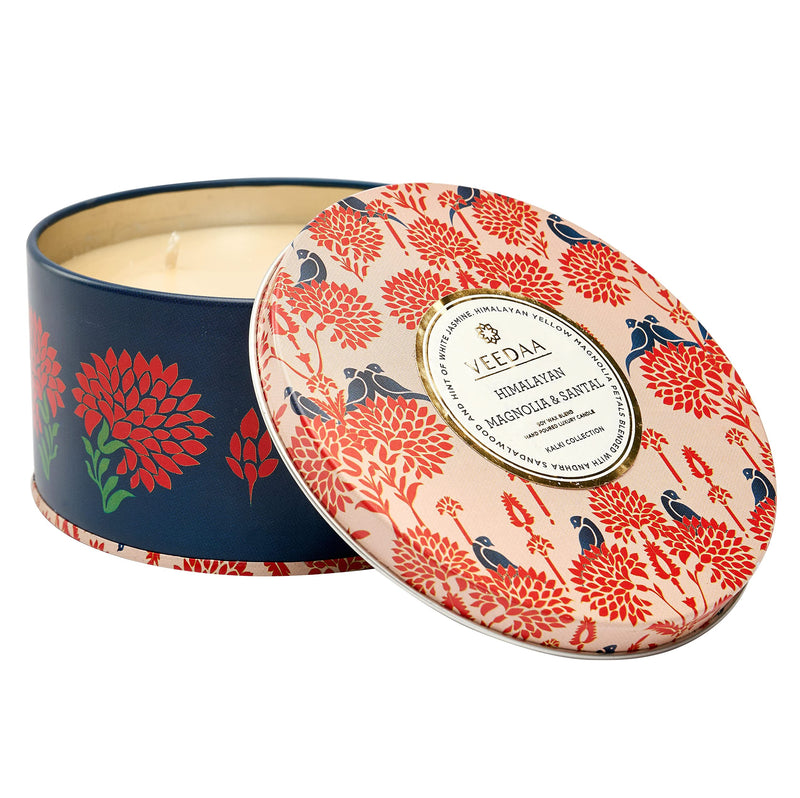 VEEDAA Himalayan Magnolia & Santal 3 Wick Tin Soy Wax Scented Candle (Burns 40 Hours)