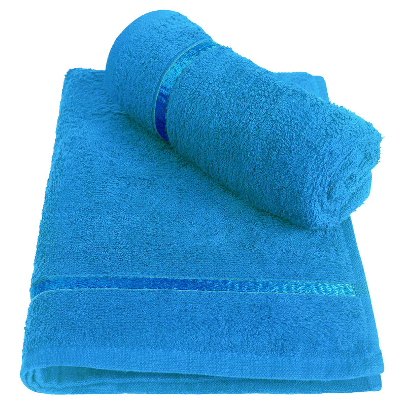 Story@Home 100% Cotton 450 GSM Ultra Soft, Super Absorbent, Antibacterial, Gym, Workout, Yoga Hand Towel (Blue, Set of 2)