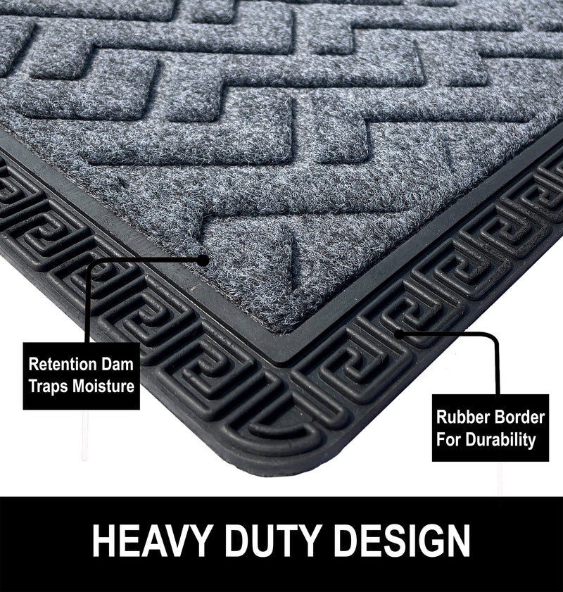 Amazelo Cart Polypropylene Anti Skid Door Mat for Entrance - Modern Stylish Washable Floor Rug Bath Mats for Home Office Bathroom - Multipurpose Rugs for Living Room Kitchen & Hall, 60x40 cm, Grey