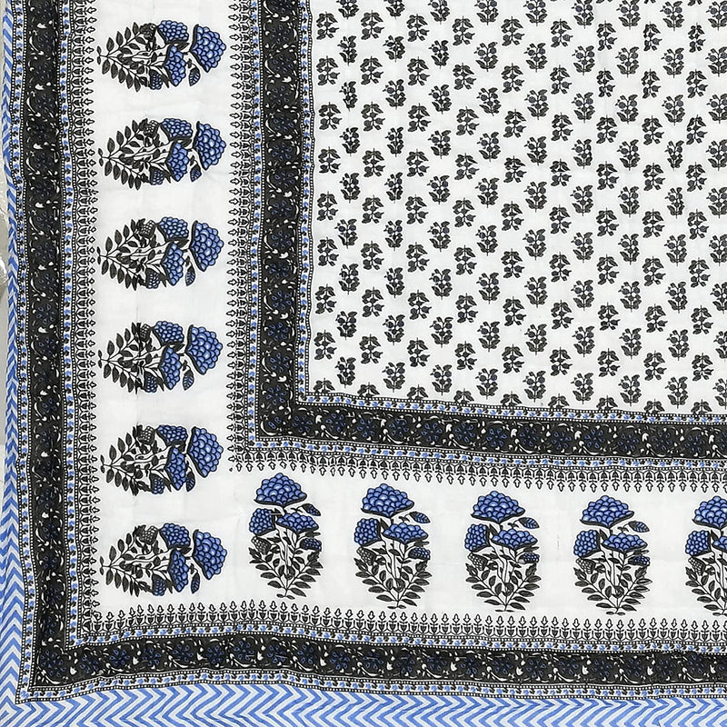 SIBLEY Pure Cotton Jaipuri Light Weight Rajasthani Traditional Print Single Bed Quilt/Razai/Comforter (Blue)