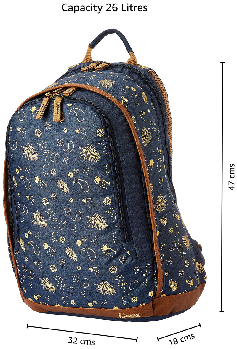 Gear 26 Ltrs Navy Blue and Beige Casual Backpack (BKPTRMP520522)